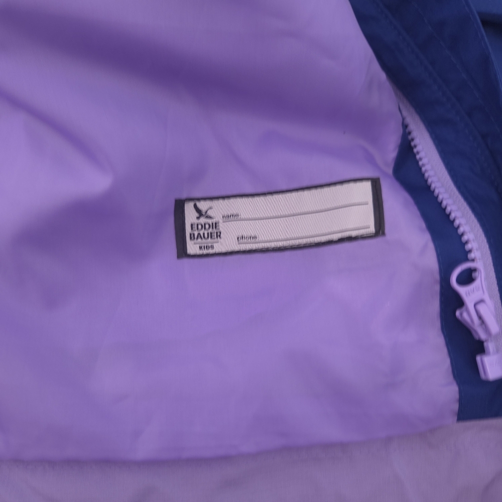 Eddie Bauer Youth L 14/16 Windbreaker Water Resistant Rain Jacket Blue Purple - Picture 7 of 14